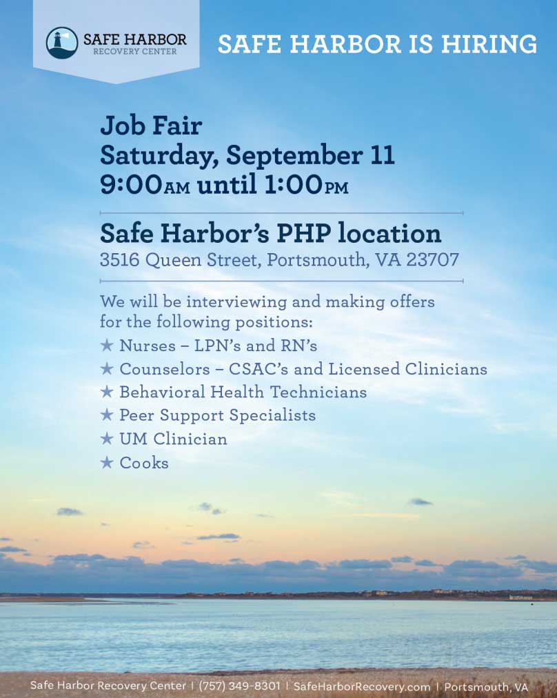 Career Opportunities Safe Harbor Recovery Center Portsmouth, VA