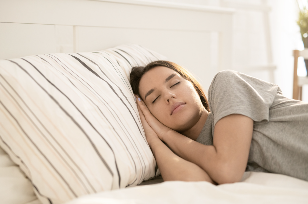 A woman sleeping.